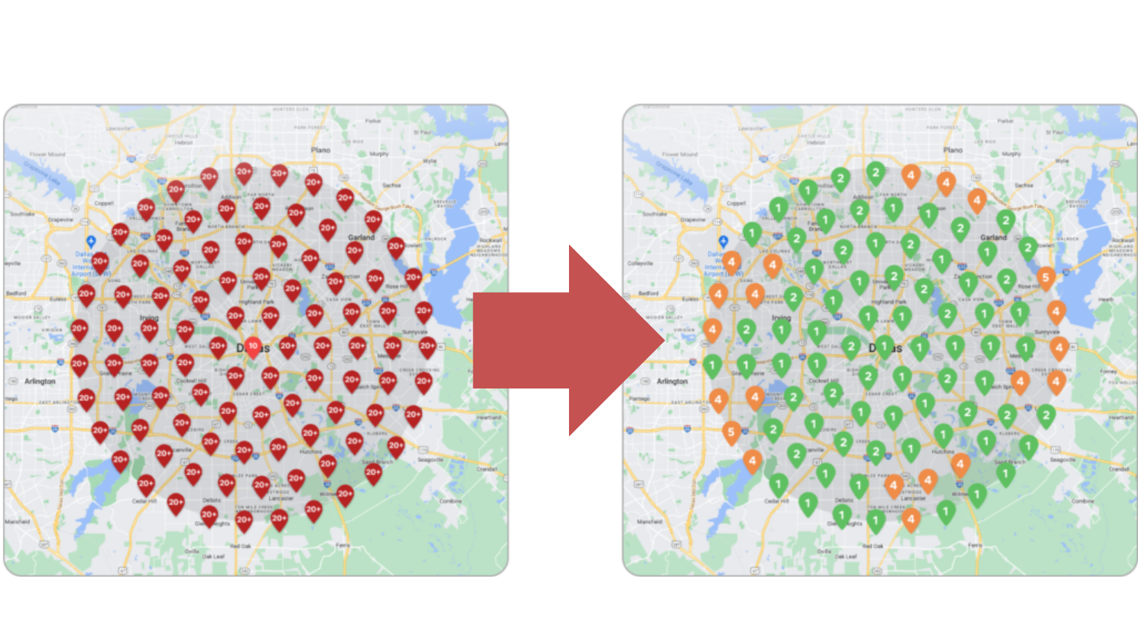 local SEO heatmap comparison